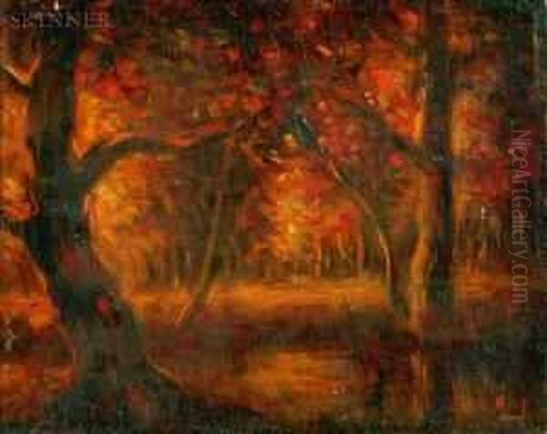 Woodland Clearing, Autumn Oil Painting by Henry Hammond Ahl