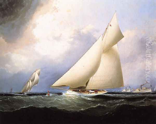 Puritan Leading Genesta, America's Cup, 1885 Oil Painting by James E. Buttersworth