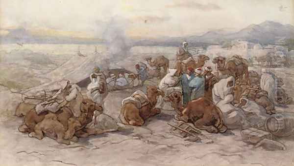 An Arab encampment Oil Painting by Guido Bach