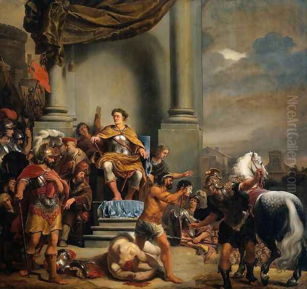 Consul Titus Manlius Torquatus Beheading His Son Oil Painting by Ferdinand Bol