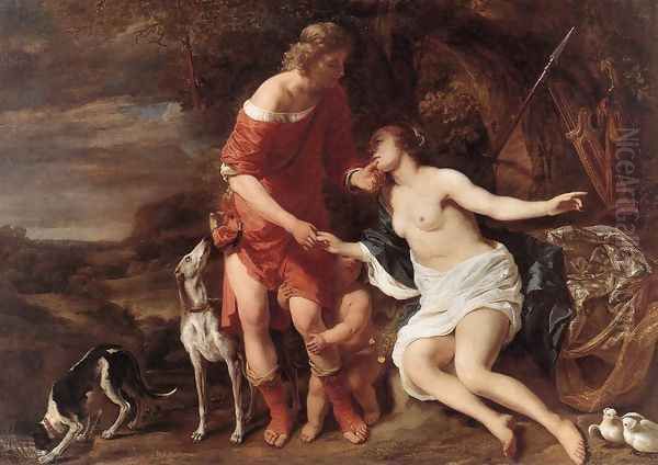 Venus and Adonis c. 1658 Oil Painting by Ferdinand Bol