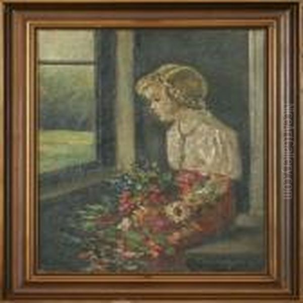 A Girl By The Window Oil Painting by Christian Aigens