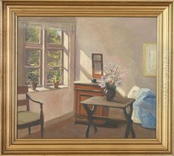 Interior. Signed Chr. Aigens Oil Painting by Christian Aigens