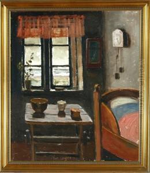 An Interior From A Bedroom Oil Painting by Christian Aigens