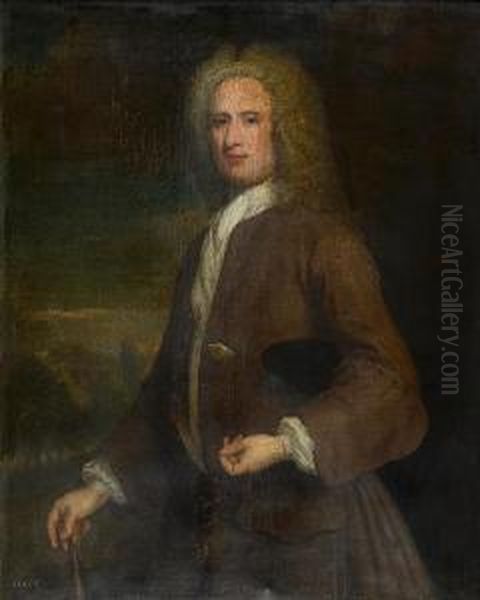 Three-quarter Length Portrait Of
 A Gentleman,reputed To Be John Campbell, 1st Cashier Of The Royal Bank 
Ofscotland Oil Painting by William Aikman