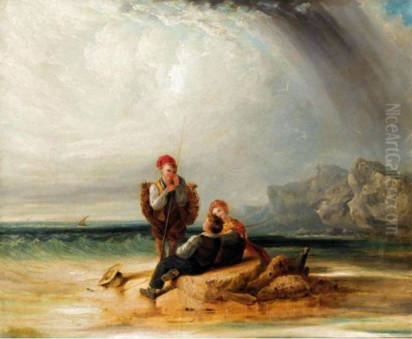 A Beach Scene With Children Oil Painting by William Aikman