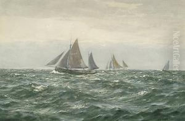 Sailing Boats Out To Sea Oil Painting by James Aitken