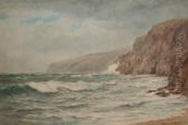 Perwick Cliff, Isle Of Man Oil Painting by James Aitken