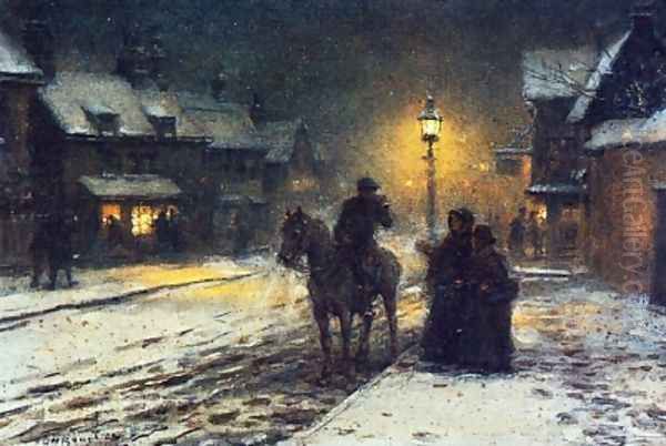 Winter Evening Oil Painting by George Henry Boughton