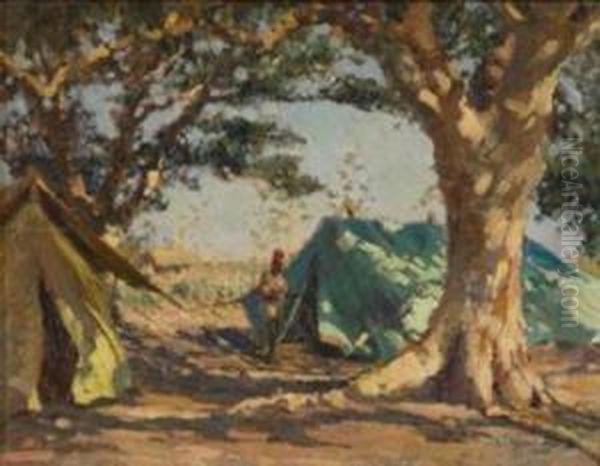 Accampamento In Somalia Oil Painting by Lidio Ajmone