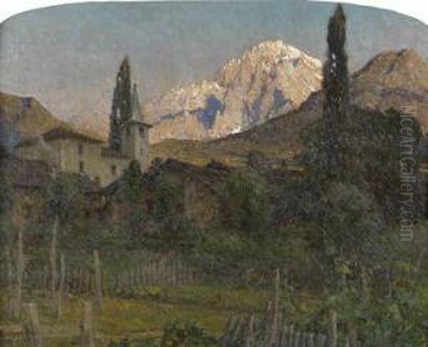 La Vetta Del Monte Bianco Oil Painting by Lidio Ajmone