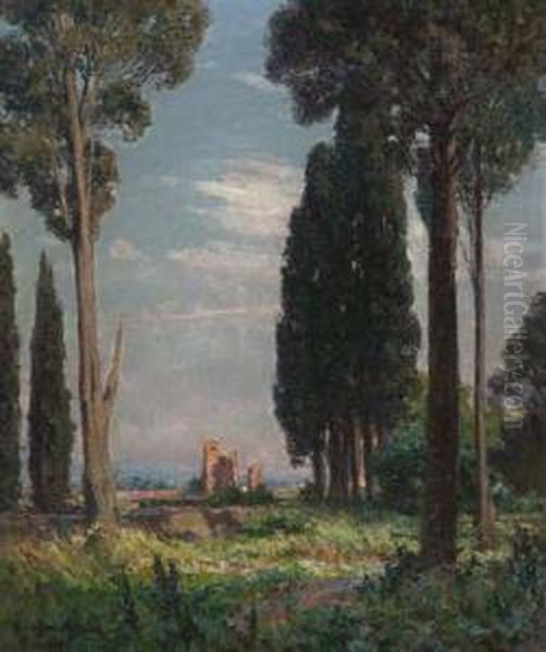 Paesaggio Con Rovine Oil Painting by Lidio Ajmone