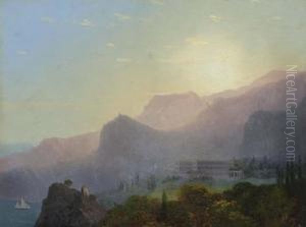 Ansicht Des Palastes Von Oreanda. 1861. Oil Painting by Ivan Konstantinovich Aivazovsky