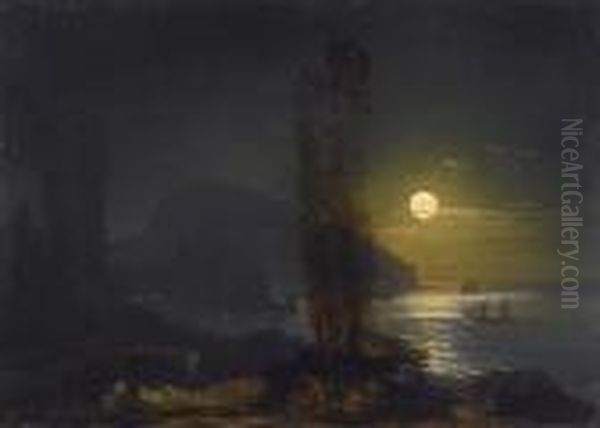 Ayu-dag In The Moonlight Oil Painting by Ivan Konstantinovich Aivazovsky