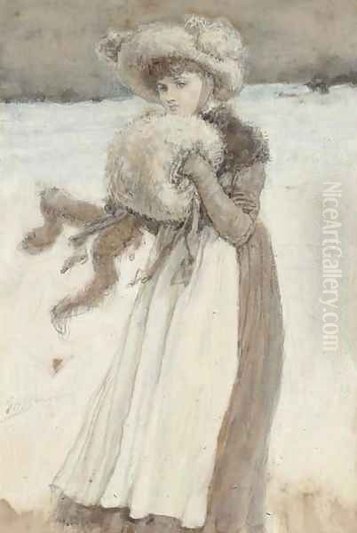 An illustration to 'Love in Winter' Oil Painting by George Henry Boughton