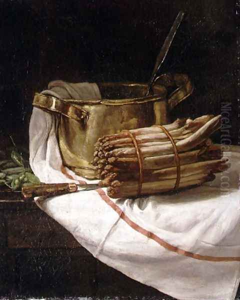 Still Life with Asparagus, 1881 Oil Painting by Francois Bonvin