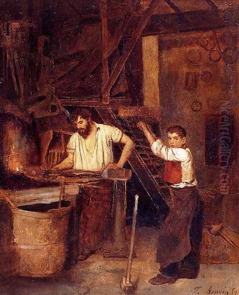 The Blacksmith's Shop Oil Painting by Francois Bonvin