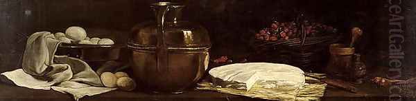 Still Life with Brie, 1863 Oil Painting by Francois Bonvin