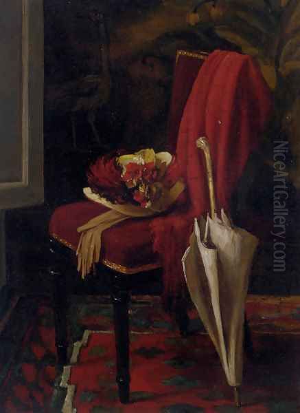 Nature Morte A L'Ombrelle Oil Painting by Francois Bonvin