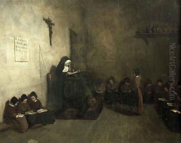 Interior of a School for Orphaned Girls, 1850 Oil Painting by Francois Bonvin