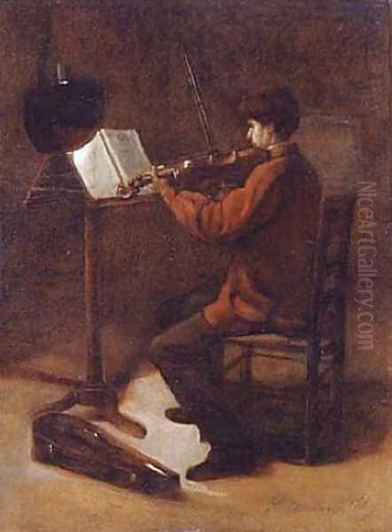 Le violoniste 1869 Oil Painting by Francois Bonvin