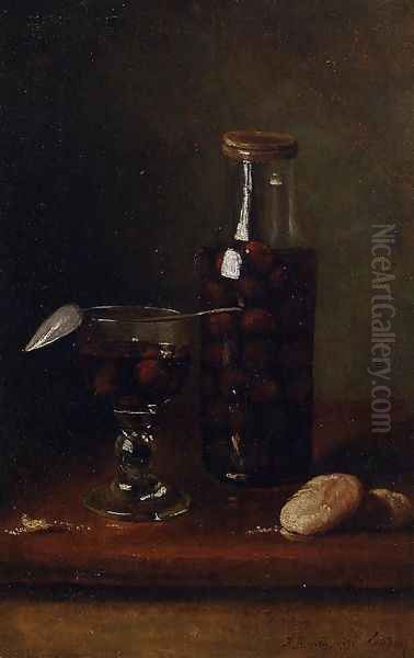 Still Life with Jar of Cherries Oil Painting by Francois Bonvin