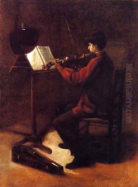 Violinist Oil Painting by Francois Bonvin