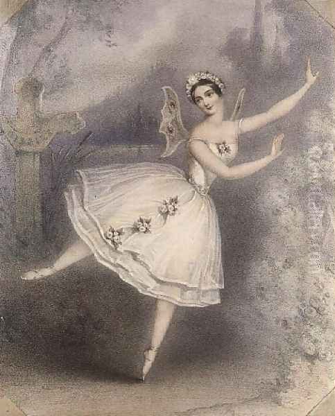 Carlotta Grisi as Giselle, Paris, c.1841 Oil Painting by Auguste Jules Bouvier, N.W.S.