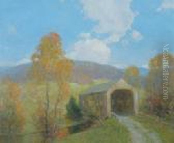 Anold Covered Bridge Oil Painting by Ernest Albert