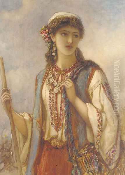 The gipsy maid Oil Painting by Auguste Jules Bouvier, N.W.S.