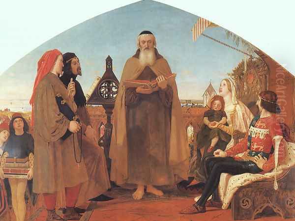 Wycliffe Reading his Translation of the New Testament to his Protector- John of Gaunt 1847-48 Oil Painting by Ford Madox Brown