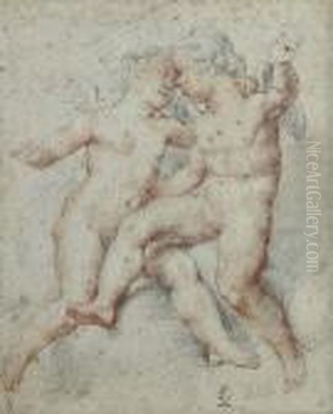 Two Putti Embracing Oil Painting by Cherubino Alberti