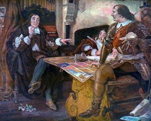 Cromwell dictating Dispatches to Milton Oil Painting by Ford Madox Brown