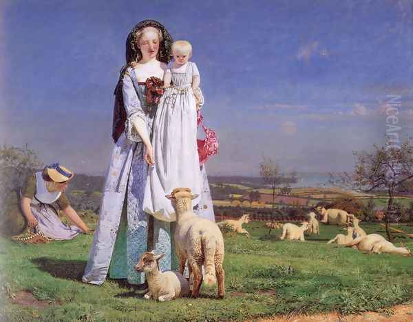 The Pretty Baa-Lambs Oil Painting by Ford Madox Brown