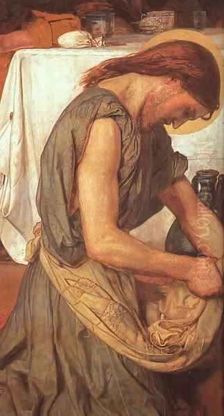 Christ Washing Peter's Feet (detail of Christ) 1848-49 Oil Painting by Ford Madox Brown