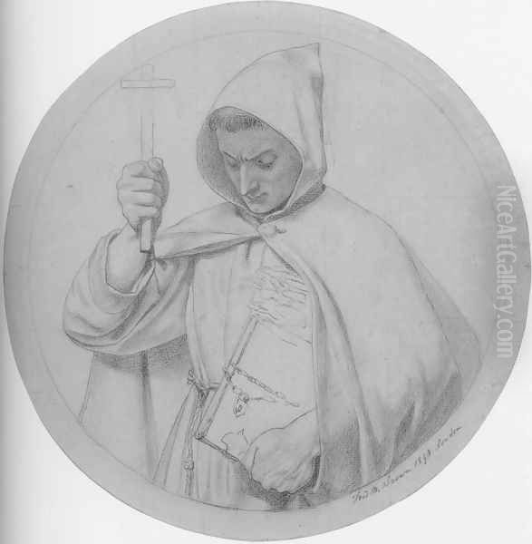 Study of a Monk, representing Catholic Faith Oil Painting by Ford Madox Brown