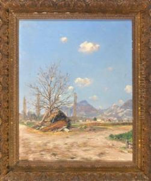 Sudliche Hugellandschaft Am Dorfrand Oil Painting by Andre Albertin