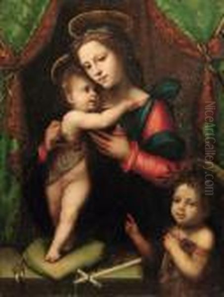 Madonna Con Bambino E San Giovannino Oil Painting by Mariotto Albertinelli