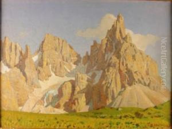 Il Cimon Della Pala Trentino Alto Adige Oil Painting by Oreste Albertini