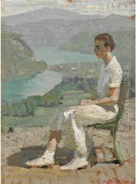 Figura A Viconago (zita) Oil Painting by Oreste Albertini