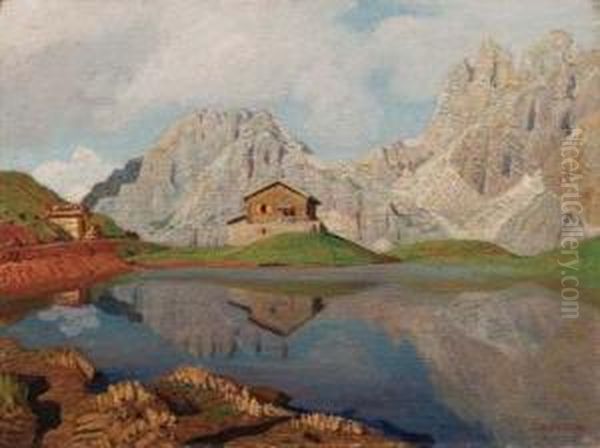 Il Lago Negrelli Oil Painting by Oreste Albertini