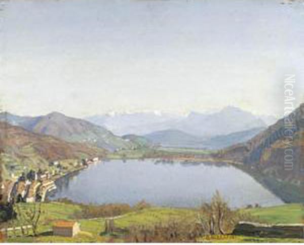 Lago Di Lugano, Primavera A Ponte Tresa by Oreste Albertini