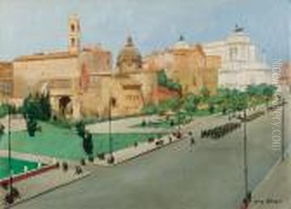 Parata In Via Dei Fori Imperiali Oil Painting by Gino Albieri