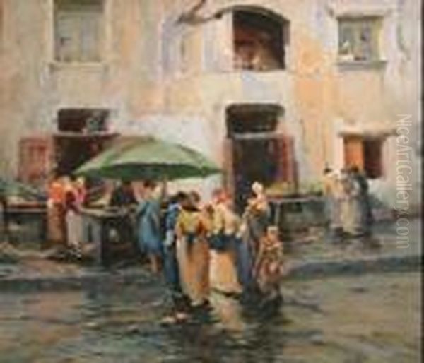 Mercatino Oil Painting by Luca Albino