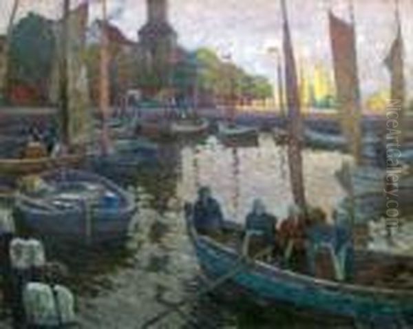 Aus Einer Kleinen Hafenstadt Oil Painting by Richard Albitz