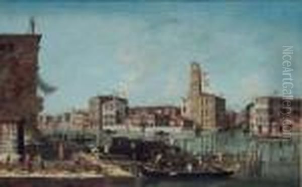 Venezia, Veduta Del Canal Grande Alla Confluenza Con Il Rio Cannaregio Oil Painting by Francesco Albotto