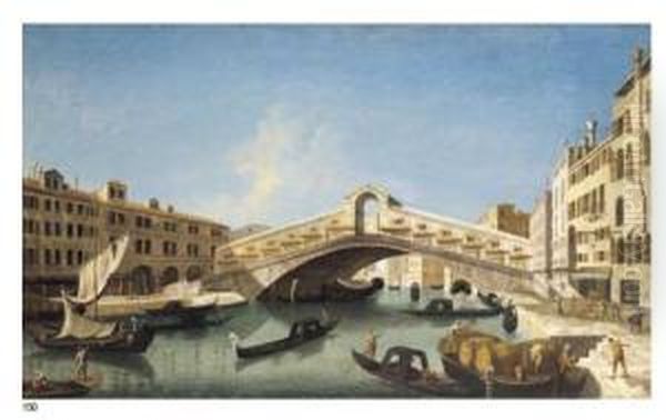 Venezia, Il Ponte Di Rialto Oil Painting by Francesco Albotto