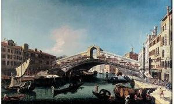 Le Pont Du Rialto Oil Painting by Francesco Albotto