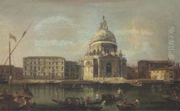 The Basilica Of Santa Maria Della Salute, Venice, Looking Southacross The Grand Canal Oil Painting by Francesco Albotto