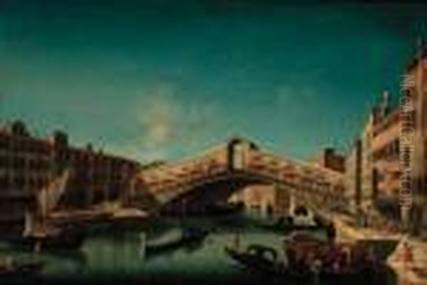 The Rialto Bridge, Venice Oil Painting by Francesco Albotto